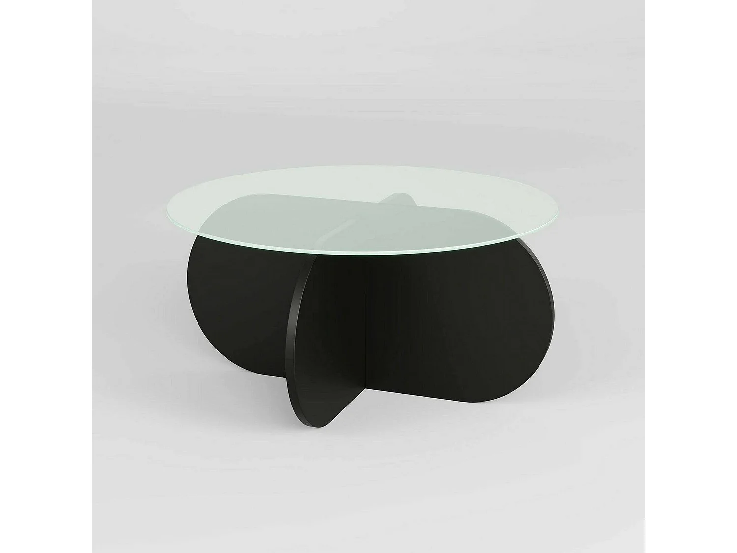 Couchtisch Nila, mit Zeitungsablage, 75x75x35h cm Schwarz, runde Form, Glasplatte