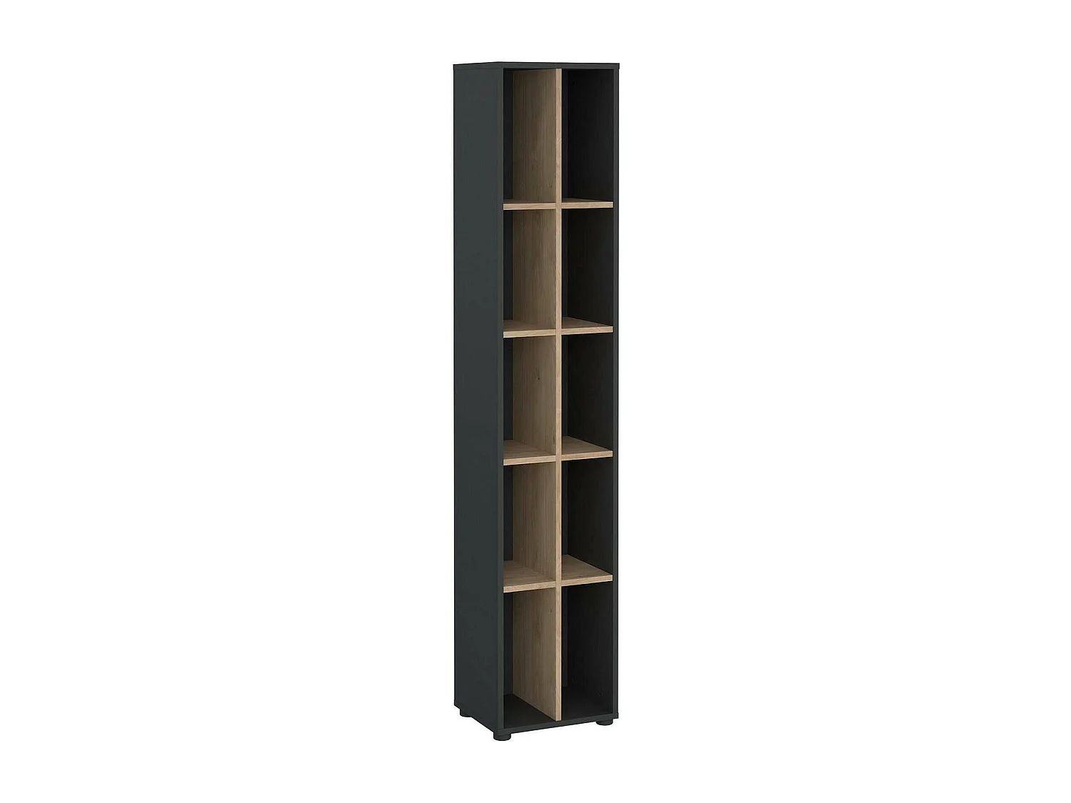 Bibliothèque Dtedesc, Etagère de bureau, Porte-livre mobile, Librairie, 41x34 h205 cm, Chêne et Gris
