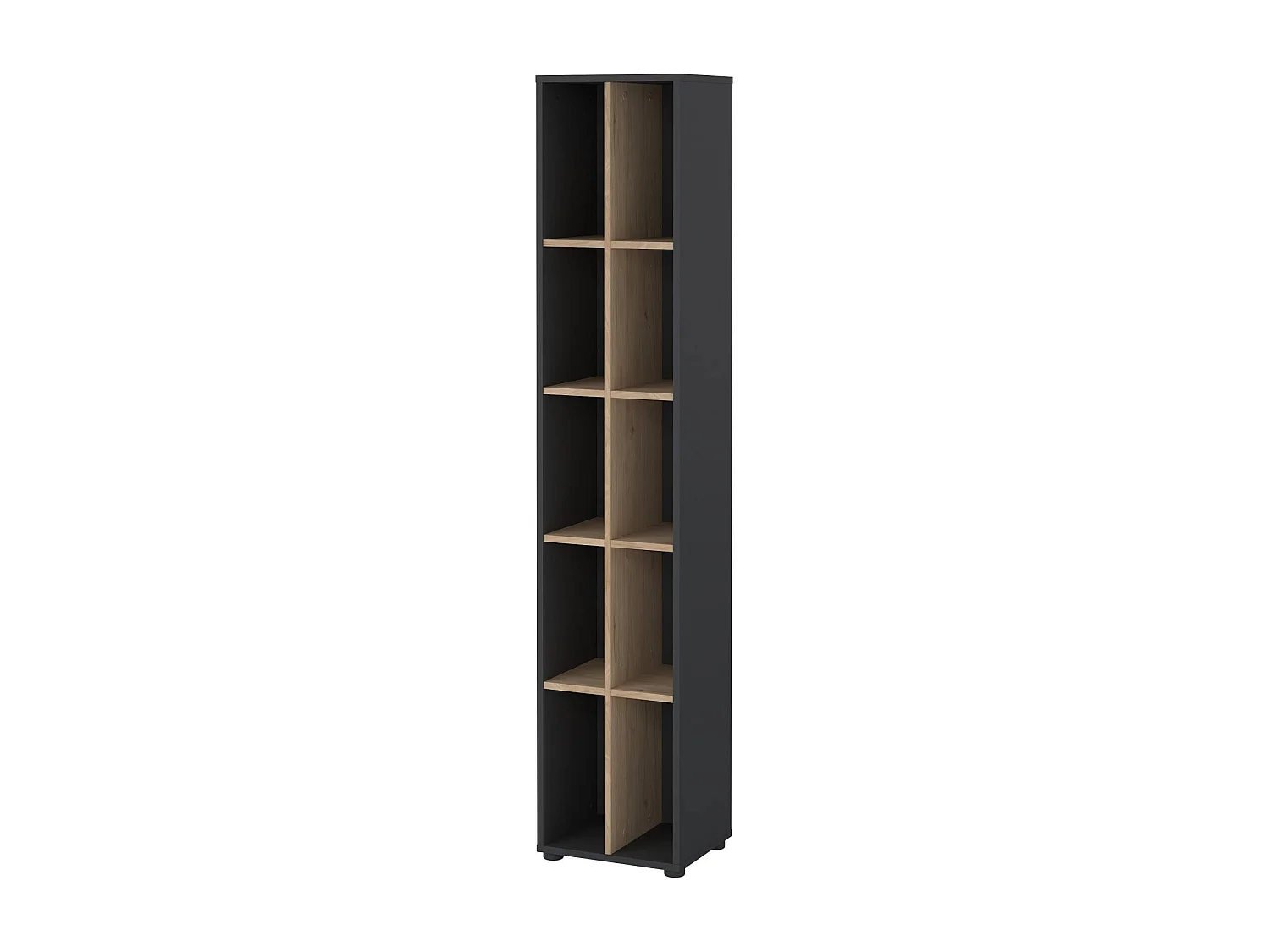 Bibliothèque Dtedesc, Etagère de bureau, Porte-livre mobile, Librairie, 41x34 h205 cm, Chêne et Gris
