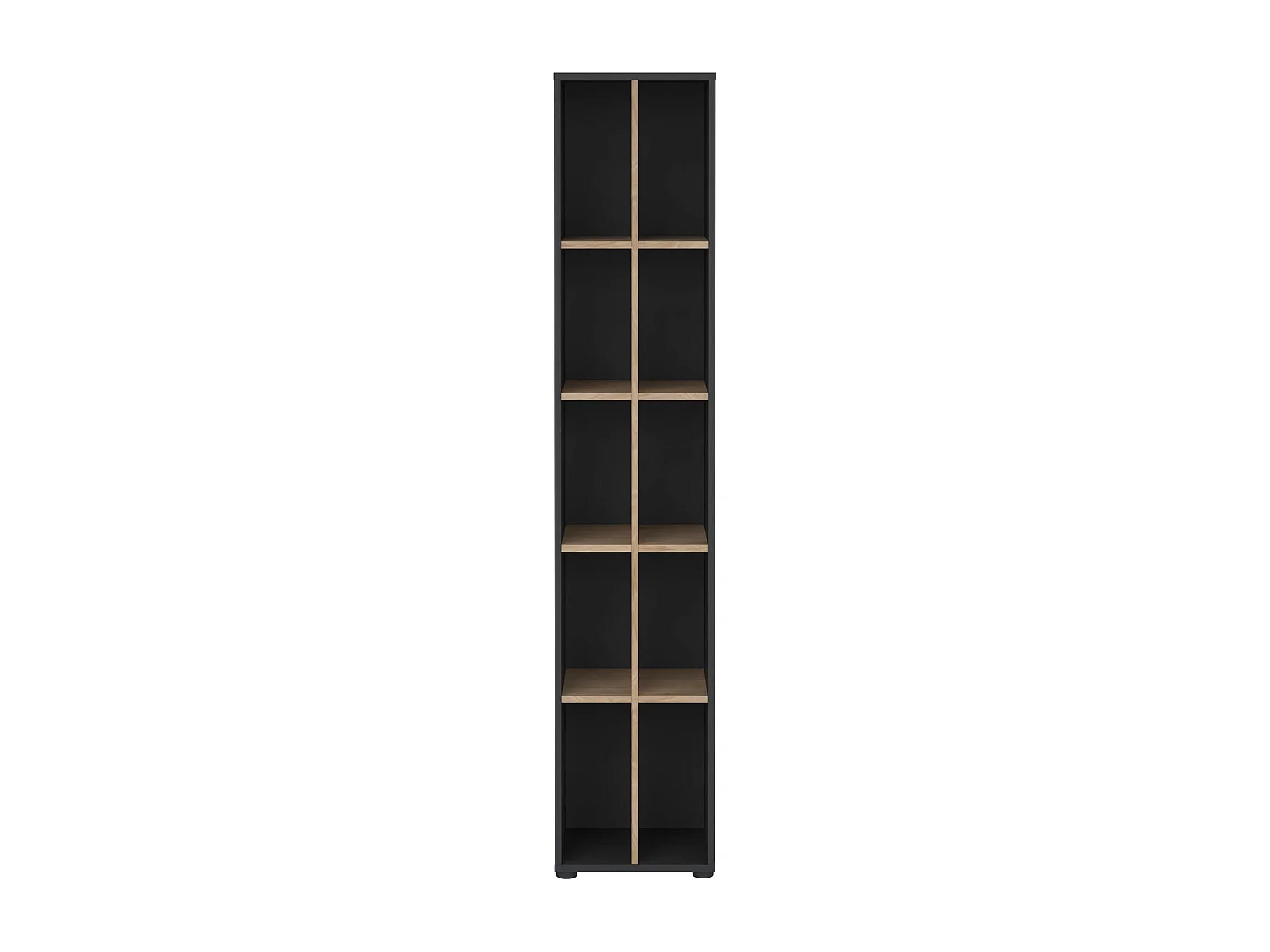 Bibliothèque Dtedesc, Etagère de bureau, Porte-livre mobile, Librairie, 41x34 h205 cm, Chêne et Gris