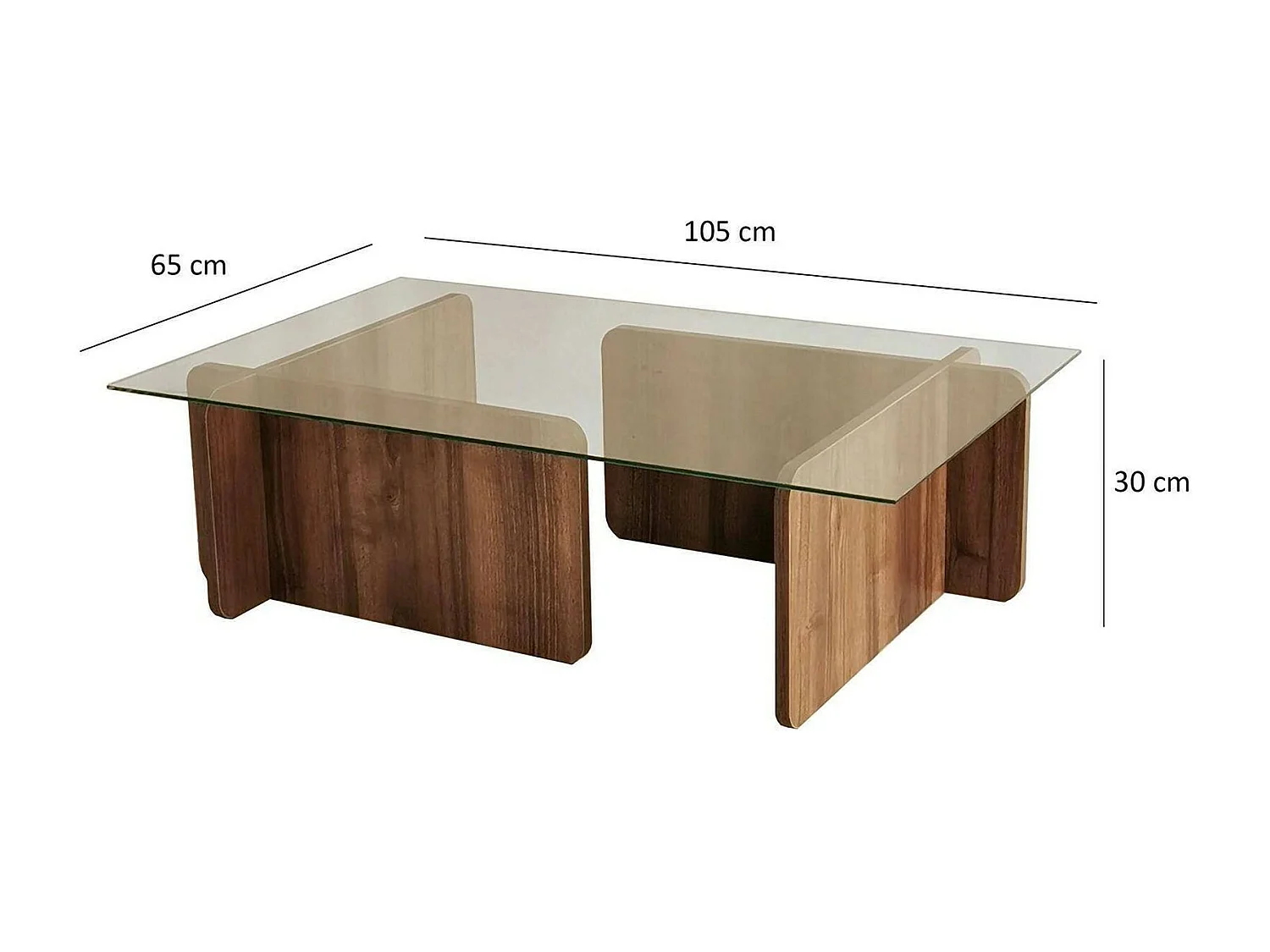 Table basse Teti, porte-revues, 105x65x40h cm, marron noyer, forme rectangulaire, nuance de couleur, structure noyer