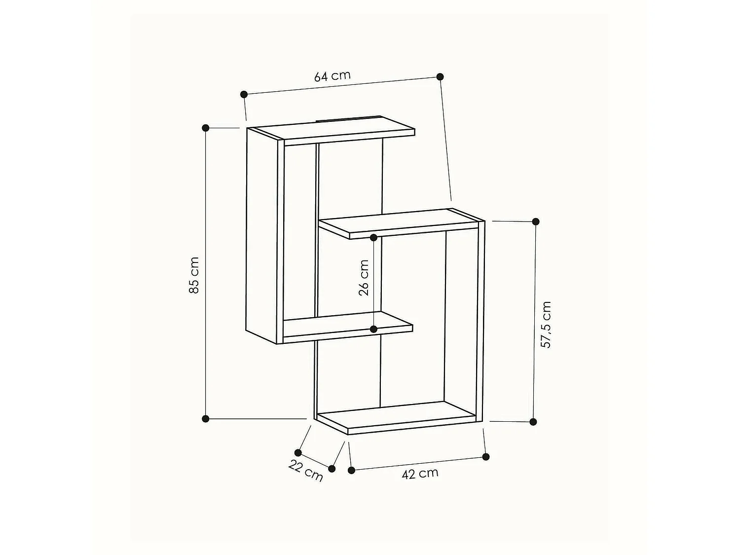 Dpiemont-plank, plank, wandplank, multifunctionele rekken, 64x22h85 cm, antraciet en eiken