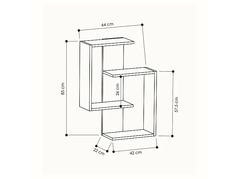 Étagère murale Seren, Étagère, Tablette murale, Rayonnage polyvalent, 64x22h85 cm, Anthracite et chêne