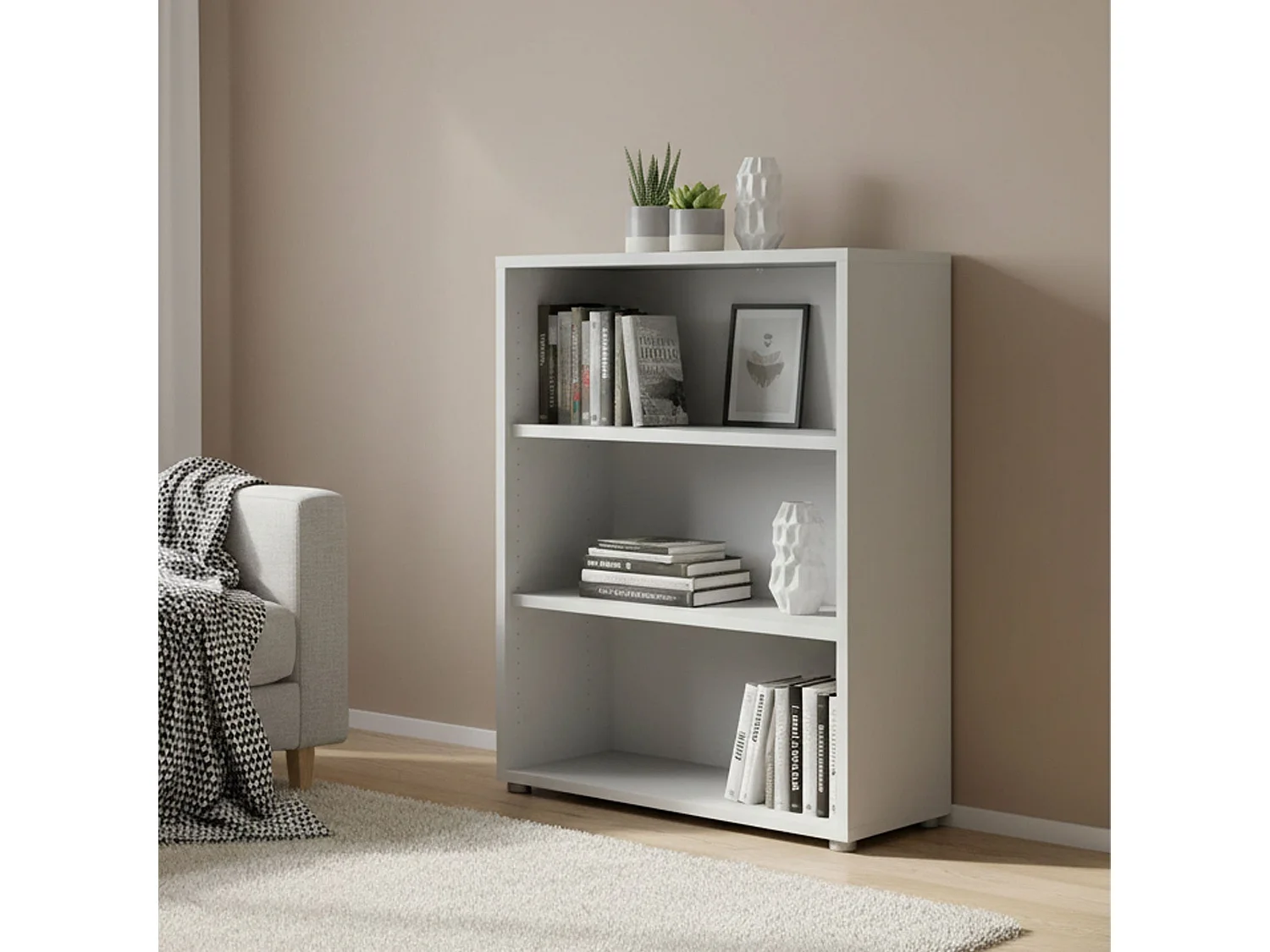 Dterlizz boekenkast, Kantoorplank, Boekenkast, Bibliotheek, 89x40 h113 cm, Wit