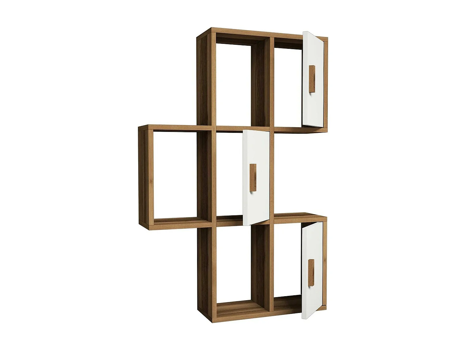 Dmoschin-schappen, ScaffAle, Wandplank, Multifunctionele rekken, 50x20h113 cm, Walnoot en Wit