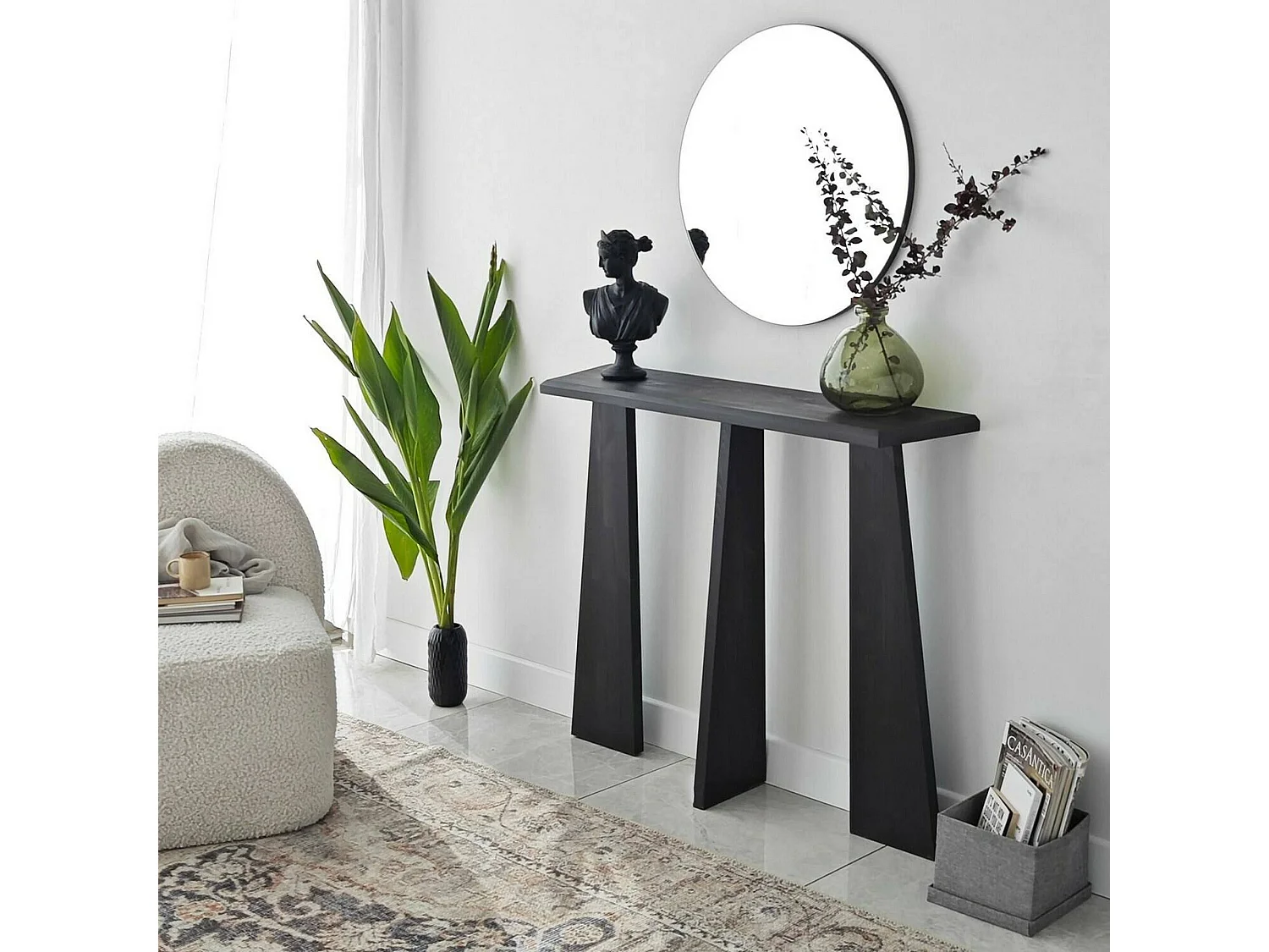 Consola Dflamign, Mesa multiusos, Gabinete de soporte, Escritorio de pasillo, 100x28 h83 cm, Antracita