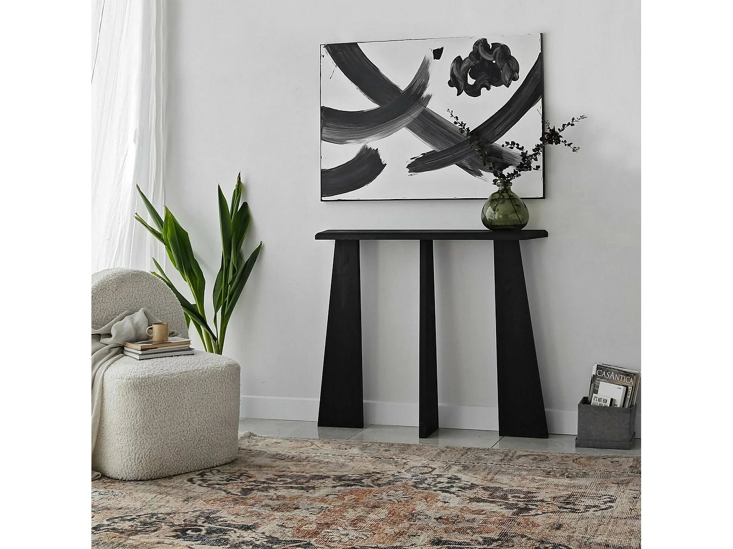 Consola Dflamign, Mesa multiusos, Gabinete de soporte, Escritorio de pasillo, 100x28 h83 cm, Antracita