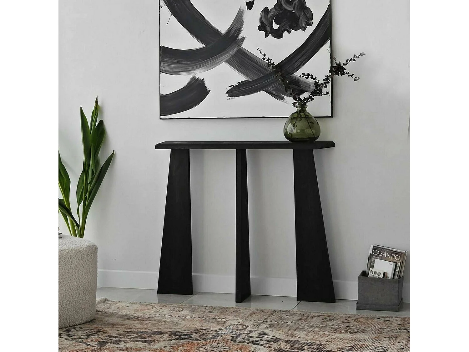 Consola Dflamign, Mesa multiusos, Gabinete de soporte, Escritorio de pasillo, 100x28 h83 cm, Antracita