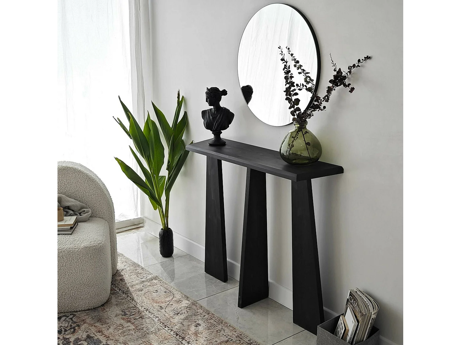 Consola Dflamign, Mesa multiusos, Gabinete de soporte, Escritorio de pasillo, 100x28 h83 cm, Antracita