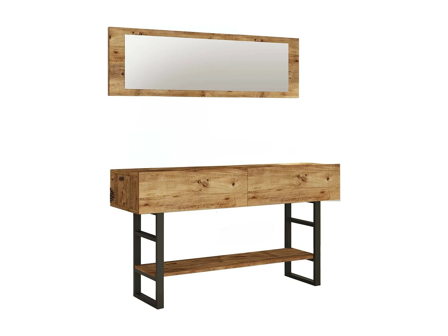 Consola Dmarfell, Mesa multiusos, Gabinete de soporte, Escritorio de pasillo, 139x43 h76 cm, Roble