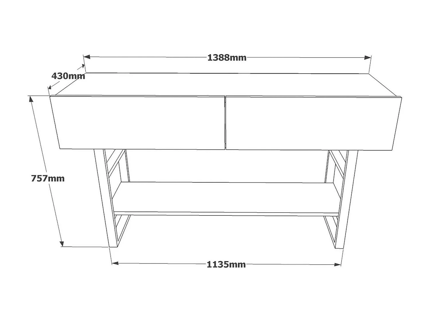 Consola Dmarfell, Mesa multiusos, Gabinete de soporte, Escritorio de pasillo, 139x43 h76 cm, Roble