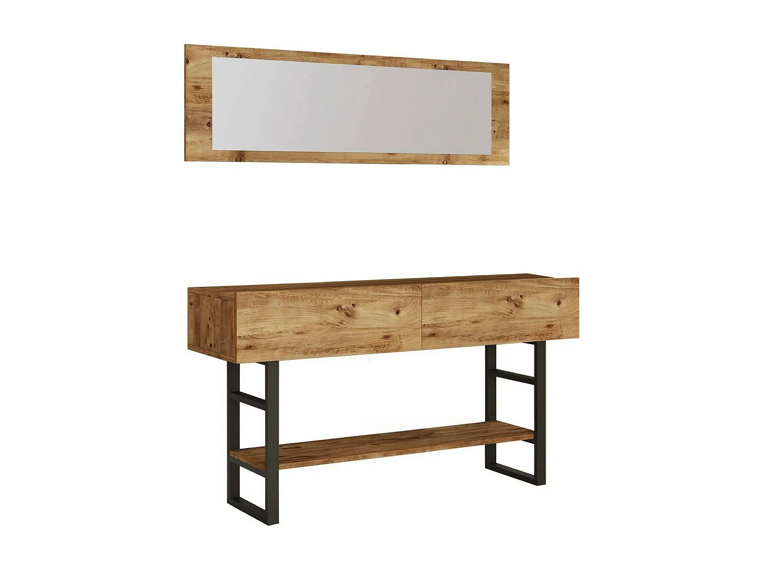 Consola Dmarfell, Mesa multiusos, Gabinete de soporte, Escritorio de pasillo, 139x43 h76 cm, Roble