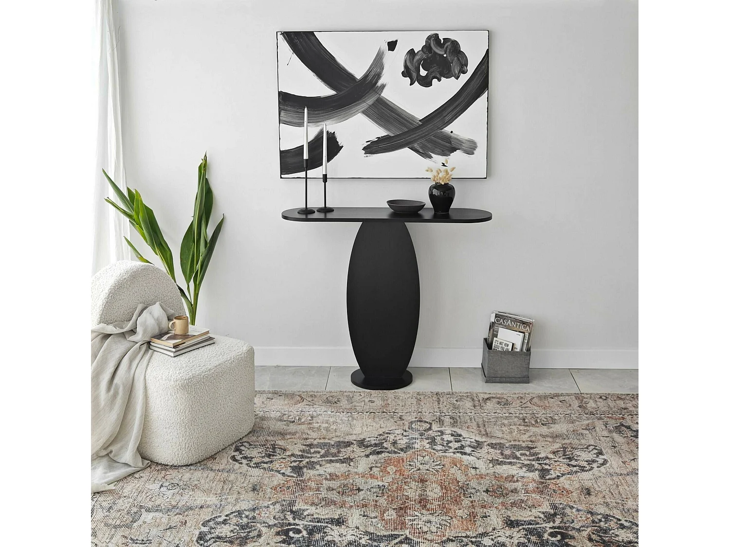 Consola Dprae, Mesa multiusos, Gabinete de soporte, Escritorio de pasillo, 100x30 h81 cm, Antracita