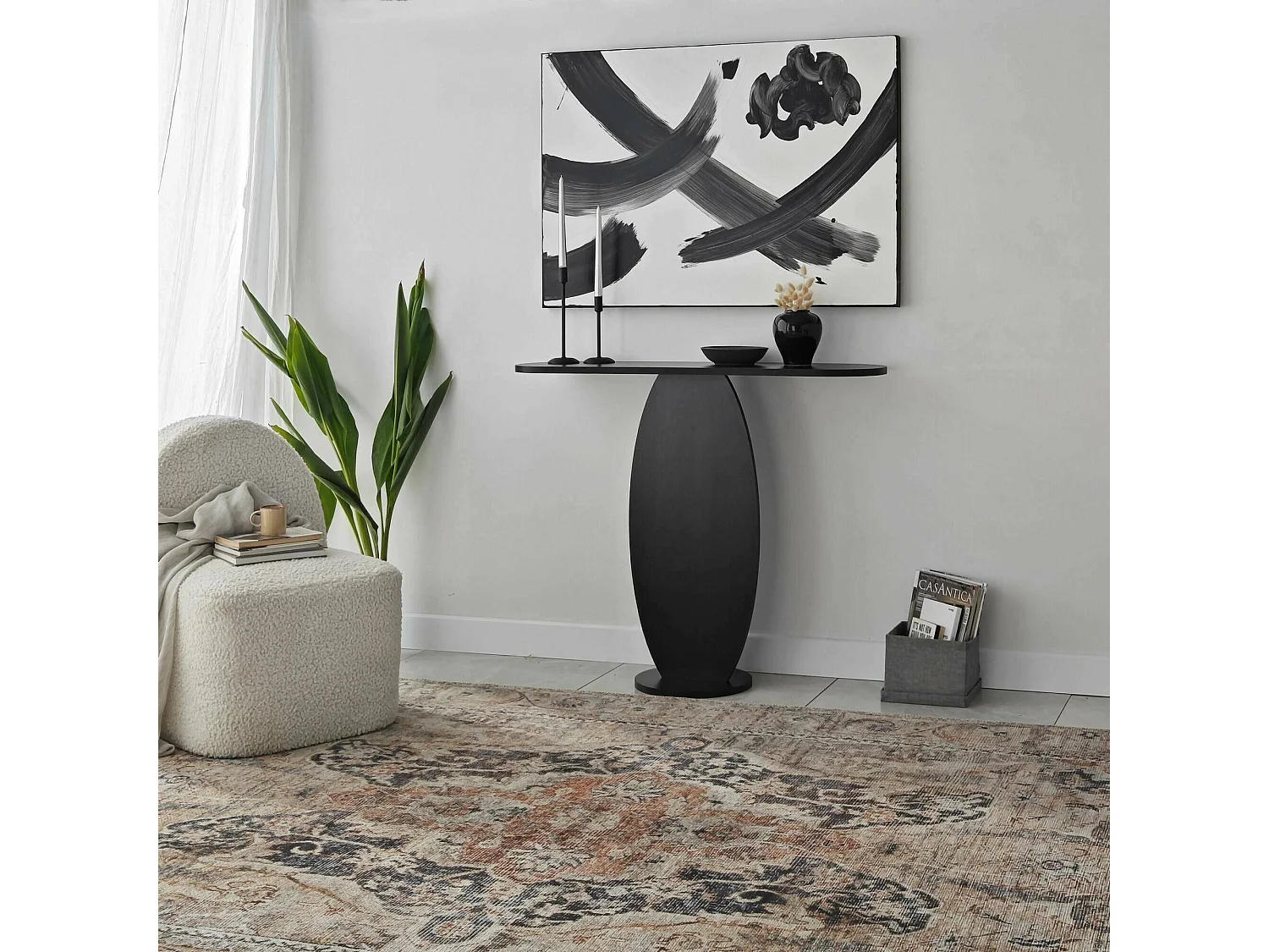 Consolle Assuntina, Peso Supportato 15 kg, 30x100x81h cm Nero Antracite