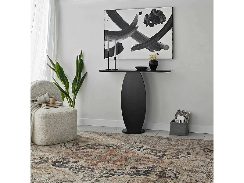 Console Toliman, Table polyvalente, Armoire de rangement, Bureau du couloir, 100x30 h81 cm, Anthracite