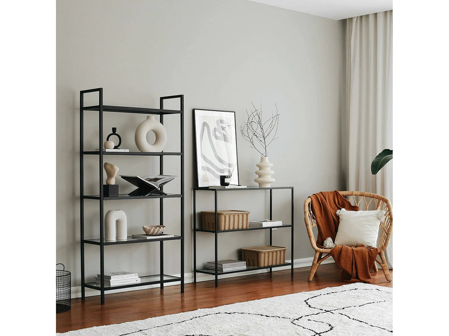 Console Elara, Table polyvalente, Armoire de rangement, Bureau du couloir, 100x30 h85 cm, Noir