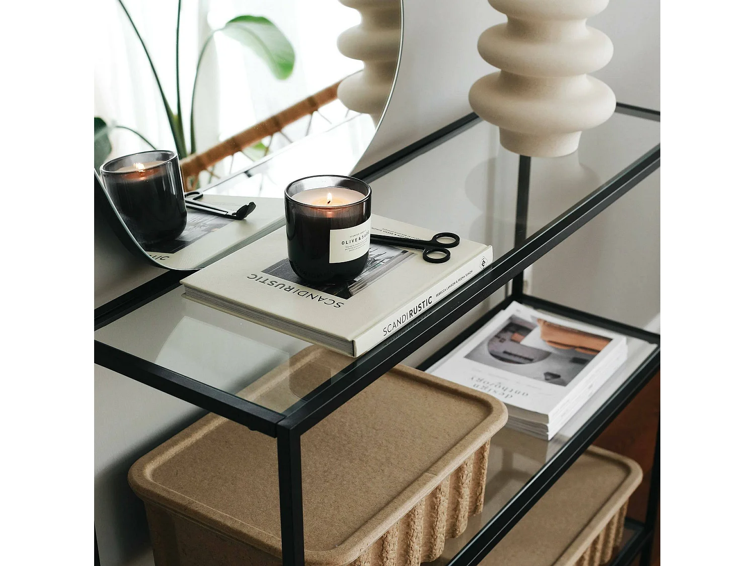Console Elara, Table polyvalente, Armoire de rangement, Bureau du couloir, 100x30 h85 cm, Noir