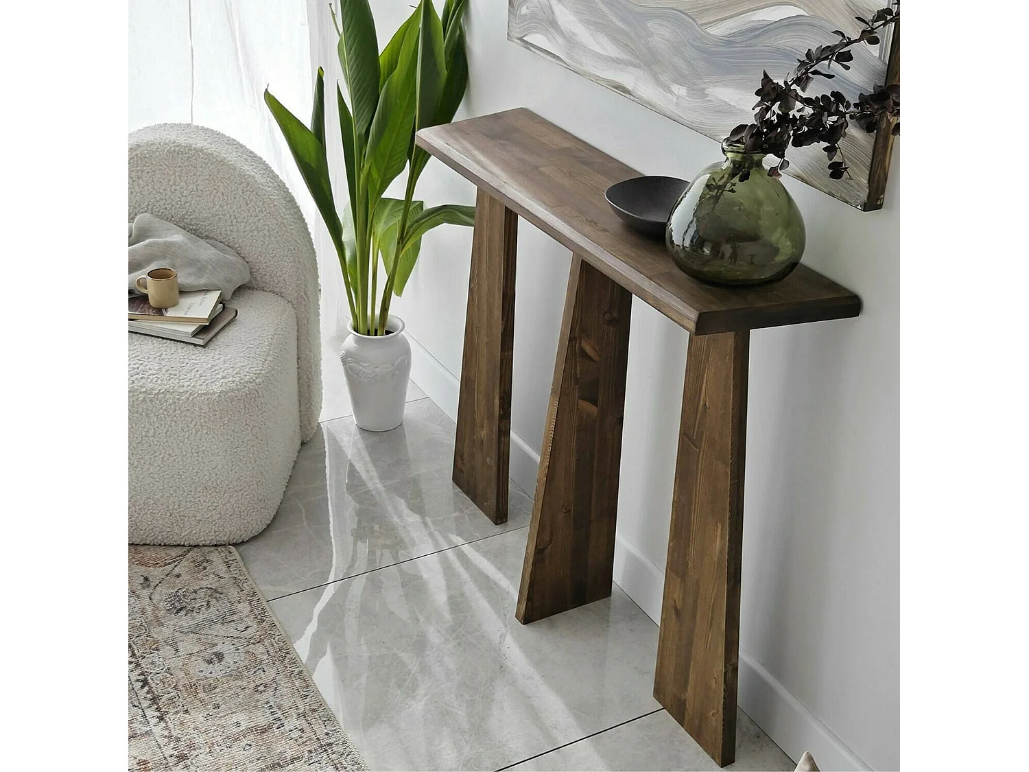 Consola Dflamign, Mesa multiusos, Gabinete de soporte, Escritorio de pasillo, 100x28 h83 cm, Nuez