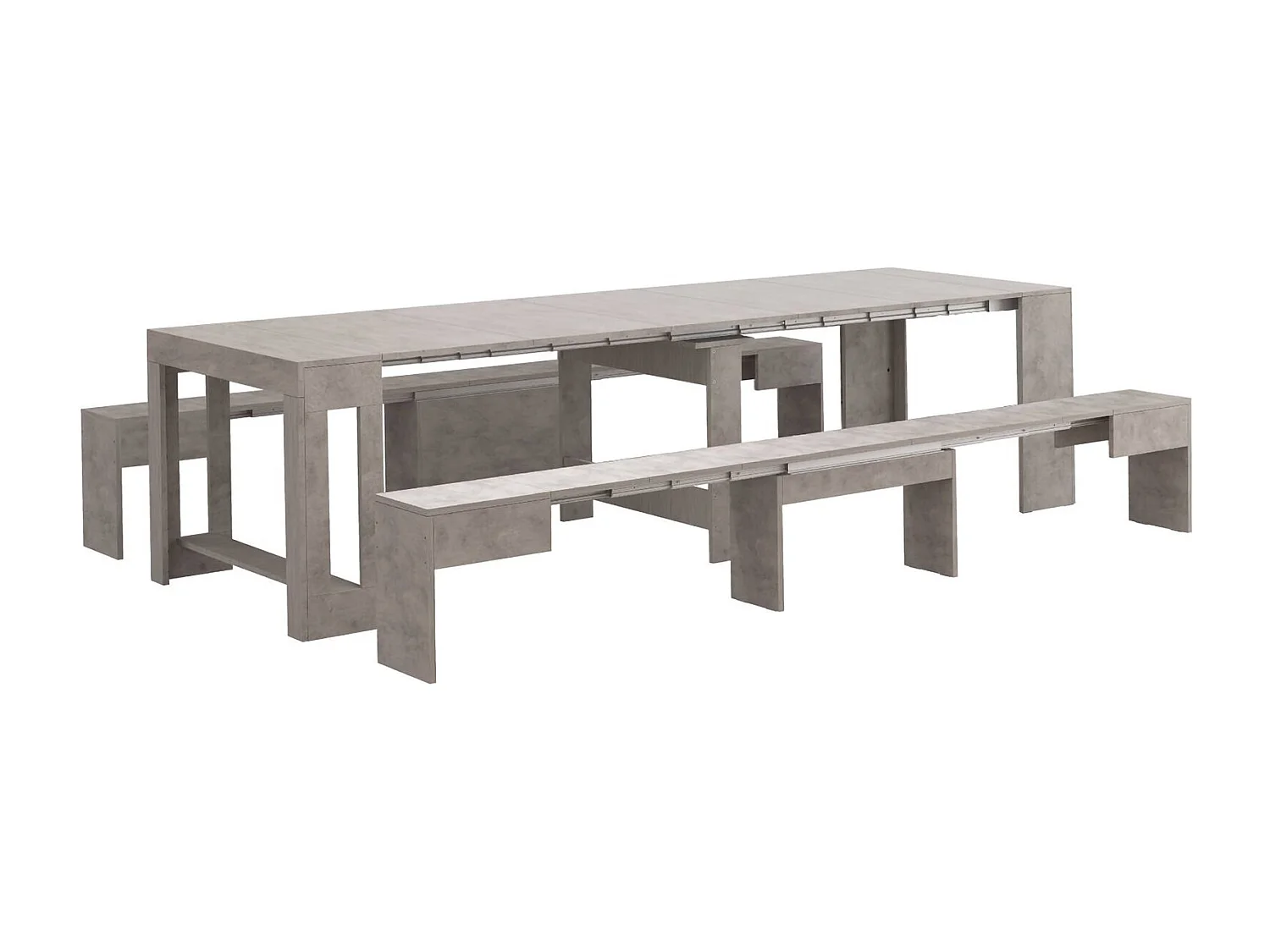Banc Dcolasuon, Lot de 2 Sièges pour table à manger, Bancs extensibles, 290x25h45 cm, Gris