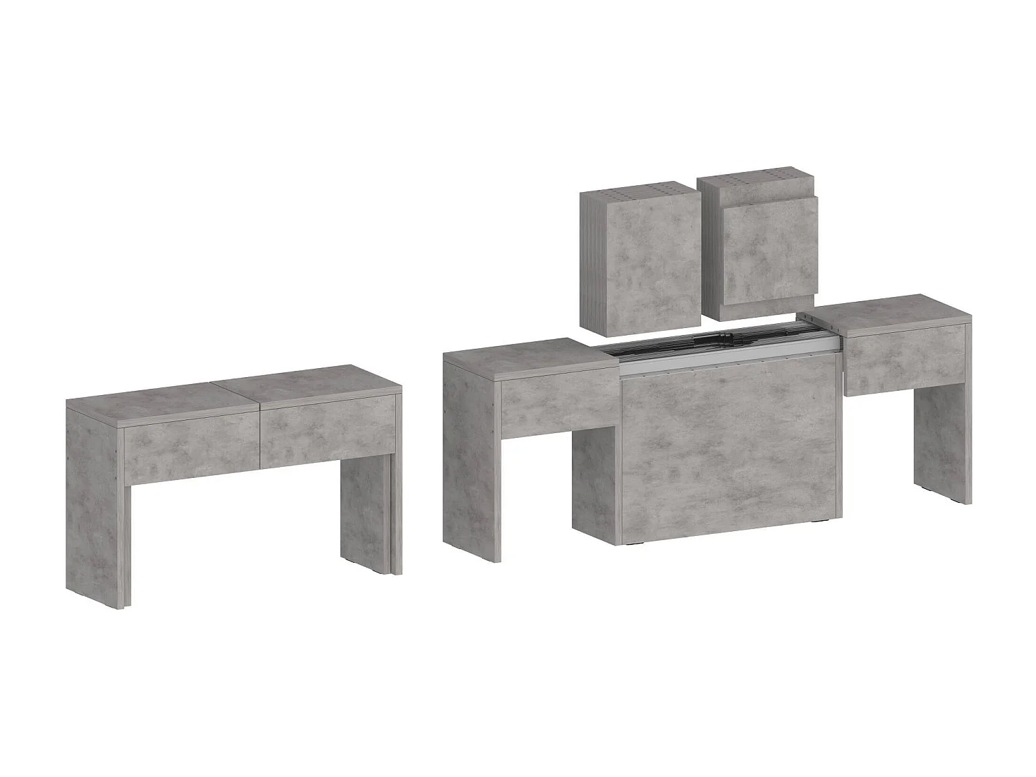 Banc Dcolasuon, Lot de 2 Sièges pour table à manger, Bancs extensibles, 290x25h45 cm, Gris