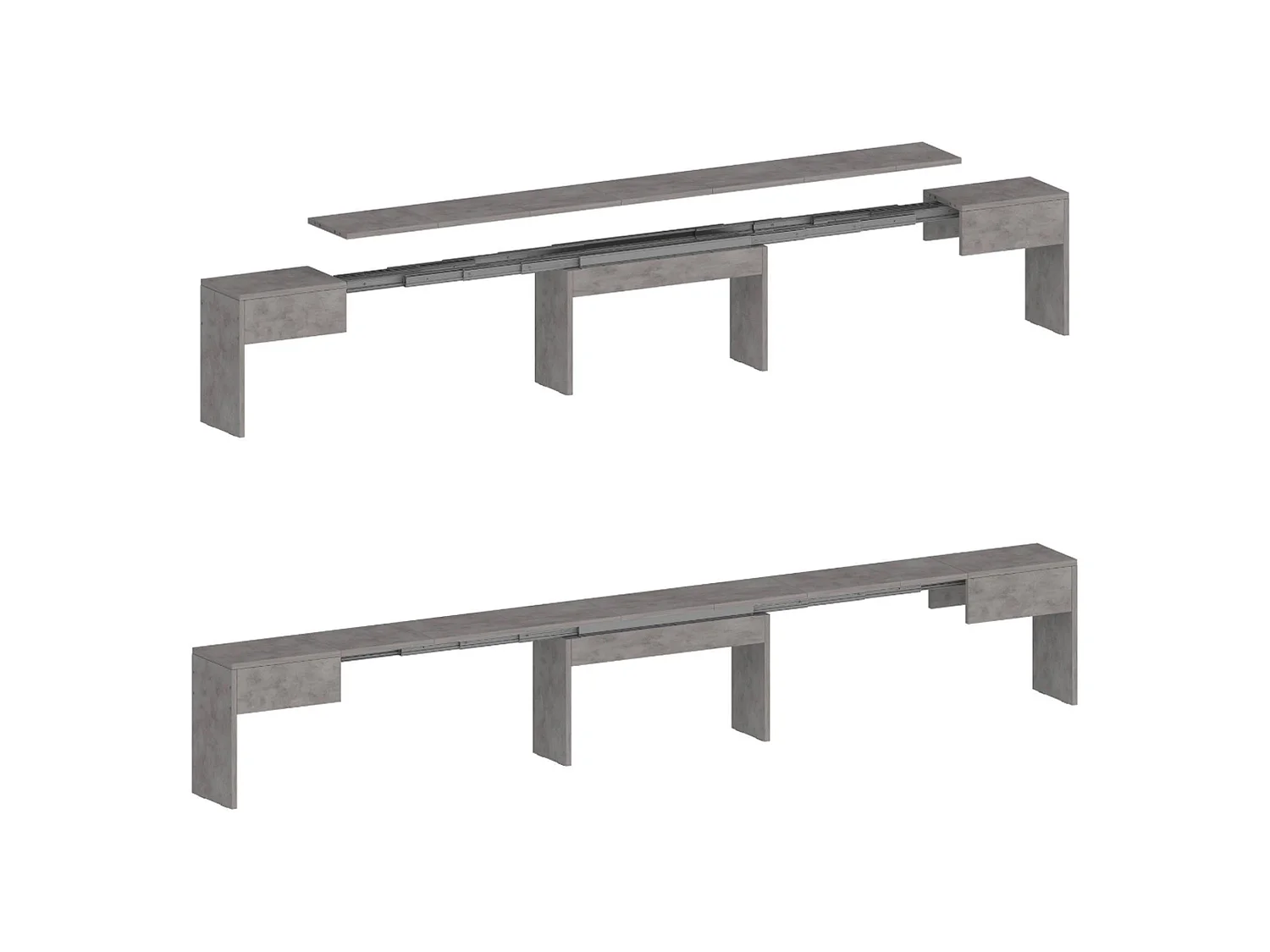 Banc Dcolasuon, Lot de 2 Sièges pour table à manger, Bancs extensibles, 290x25h45 cm, Gris