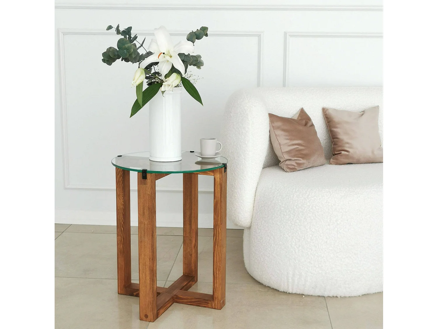 Table basse Enlil, Table basse, Porte-revues pour canapé, Etagère de salon, 40x40h50 cm, Noyer