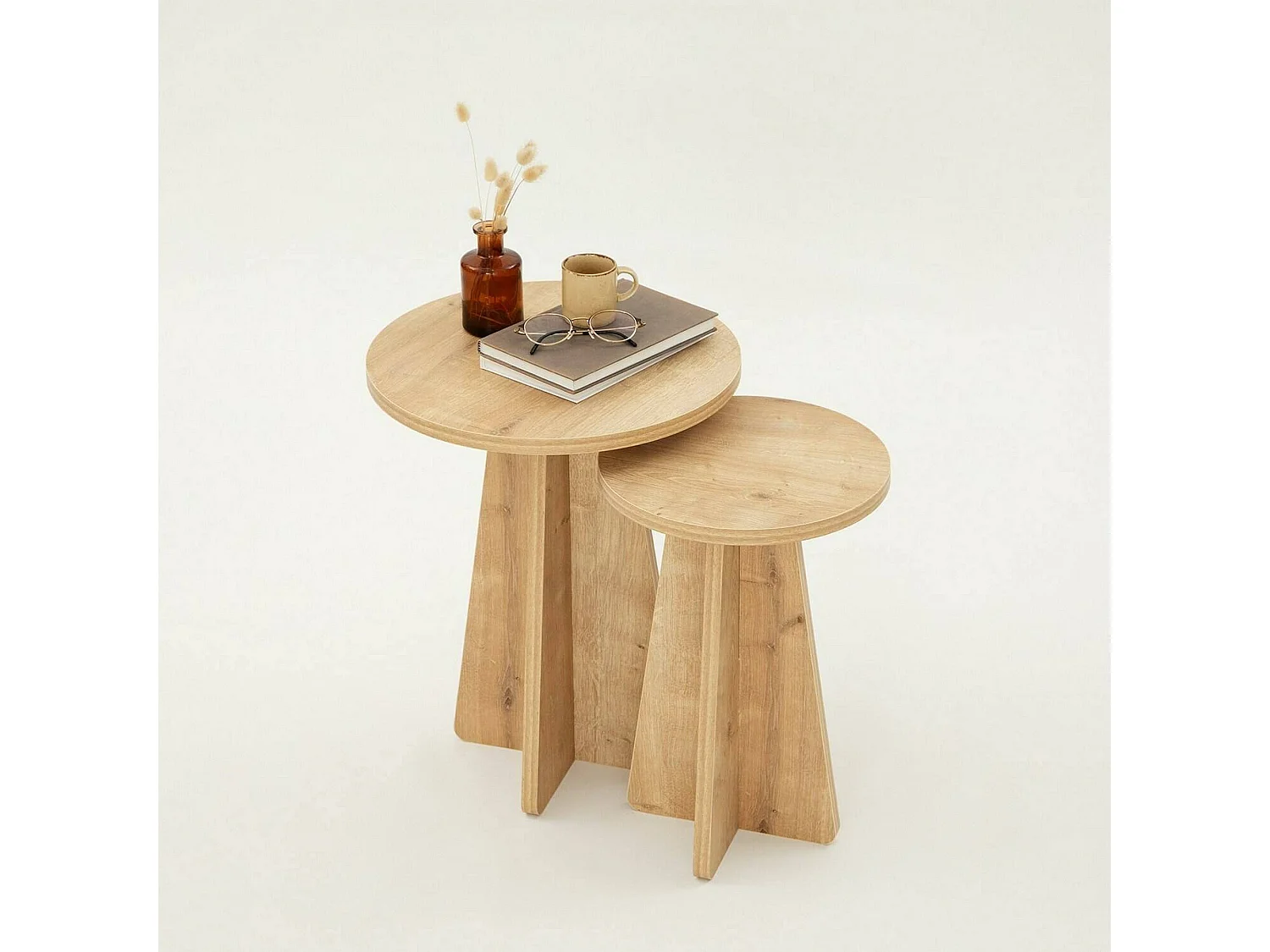 Table basse Eridani, Table basse, Porte-revues pour canapé, Etagère de salon, 40x40h50 cm, Chêne