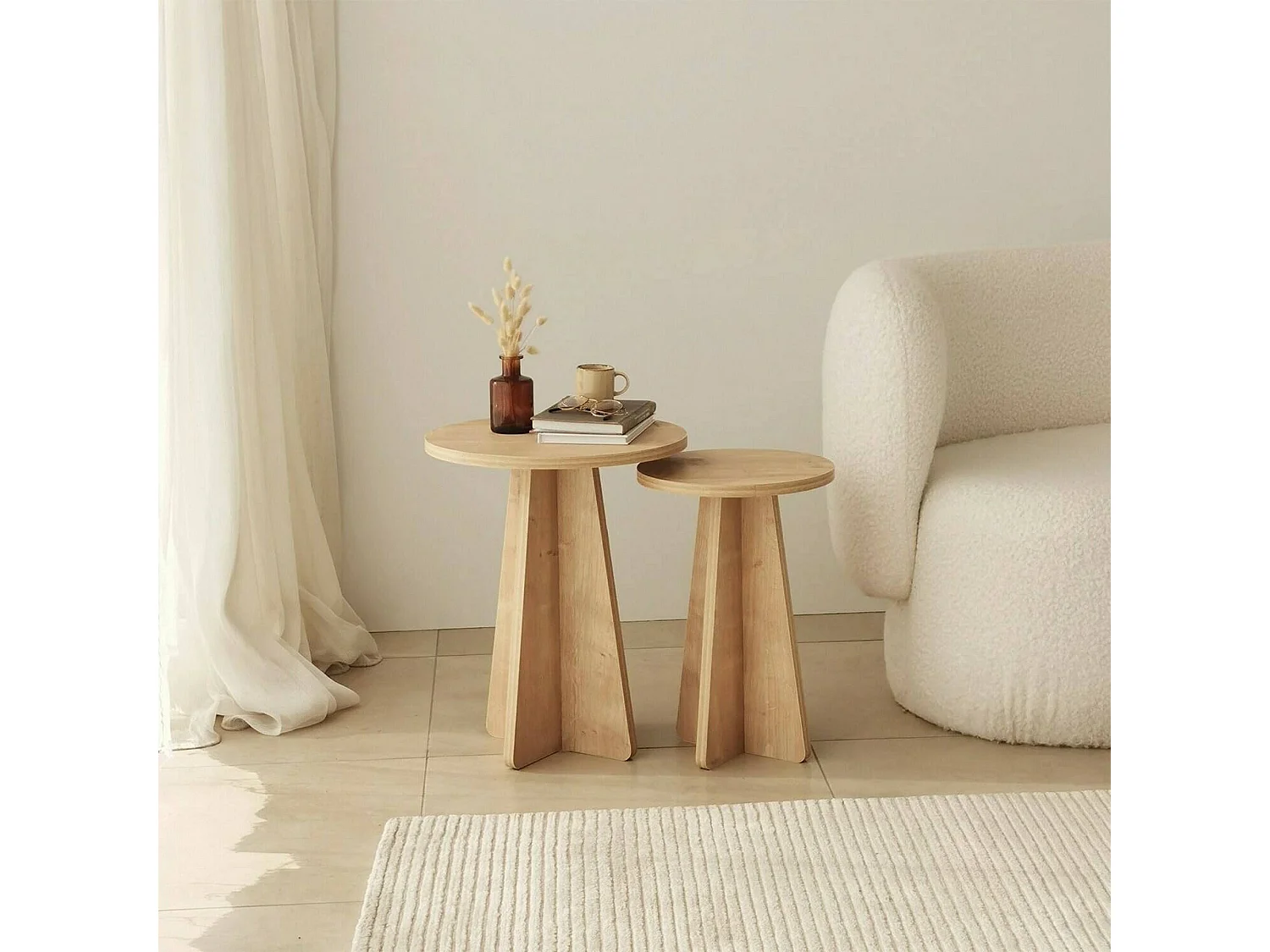 Dleoncin-salontafel, Koffietafel, PortarBankviste, woonkamerplank, 40x40h50 cm, Eik