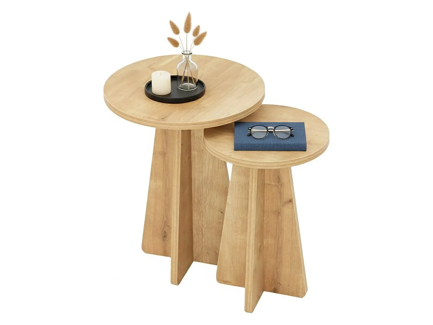 Dleoncin-salontafel, Koffietafel, PortarBankviste, woonkamerplank, 40x40h50 cm, Eik