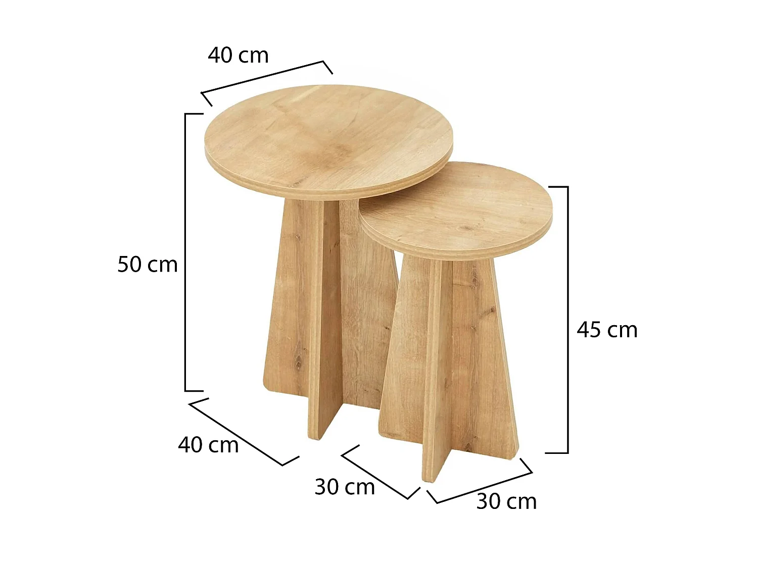 Dleoncin-salontafel, Koffietafel, PortarBankviste, woonkamerplank, 40x40h50 cm, Eik