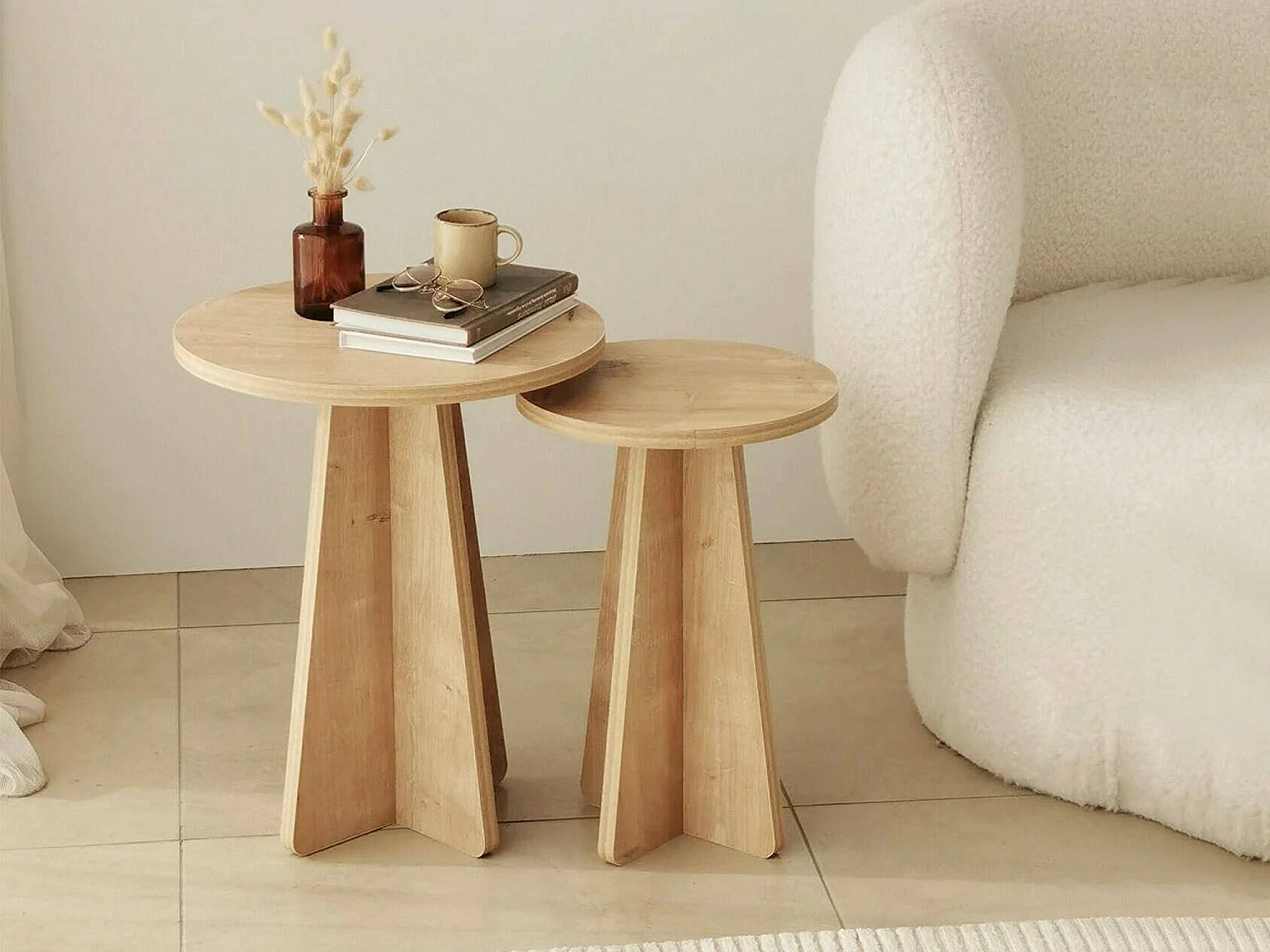 Dleoncin-salontafel, Koffietafel, PortarBankviste, woonkamerplank, 40x40h50 cm, Eik