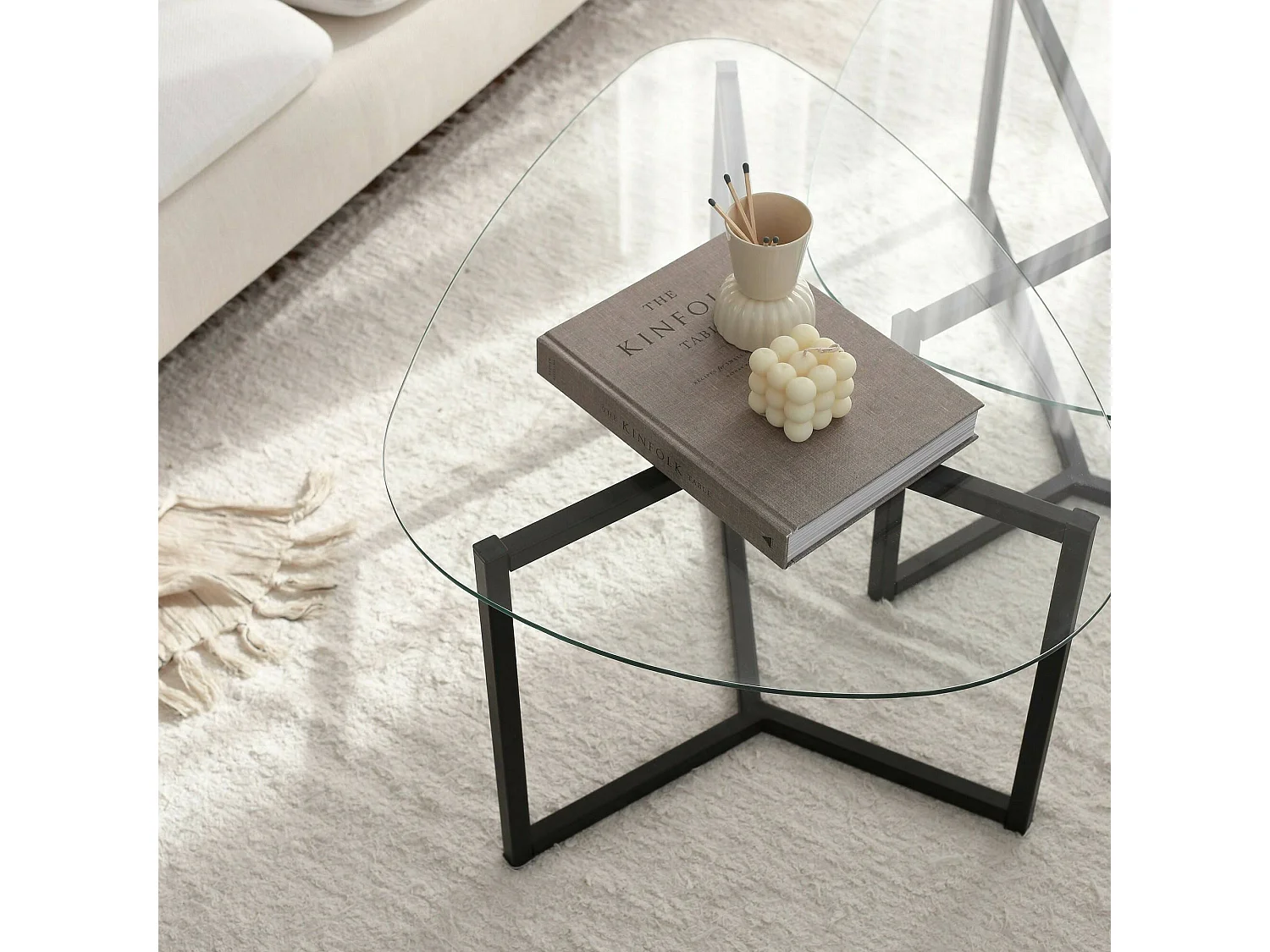 Mesa de café Dmotoles, Mesa de centro baja, Revistero para sofá, Estante de la sala de estar, 82x58h40 cm, Negro