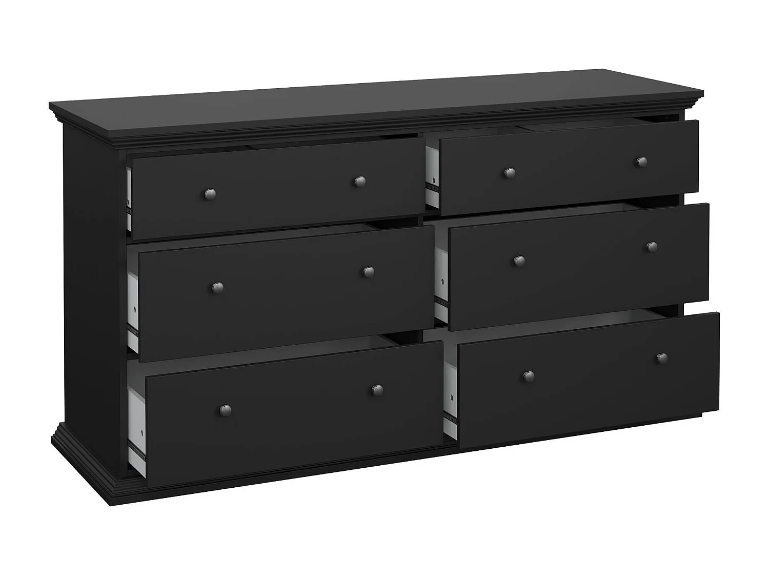 Credenza Hibaru, 6 Cassetti, 51.6x163.3x88.2h cm Nero, Madia