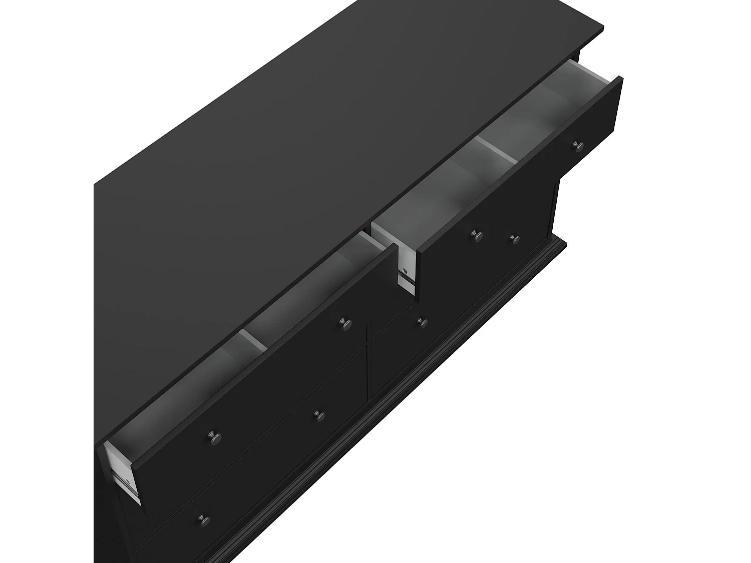 Kommode Dsanson, Wohnzimmerbuffet, Wohnzimmer-Sideboard, Moderne Küchen-Speisekammer, 163x52 h88 cm, Schwarz