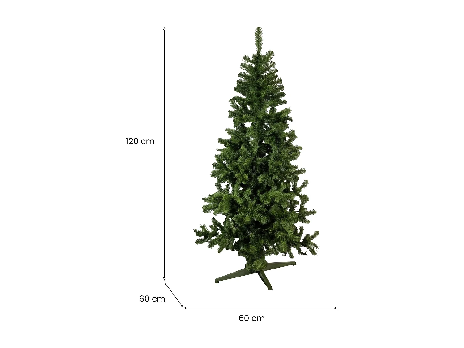 Sapin de Noël 120 cm Jingles, Pin artificiel, Arbre à effet réel, Sapin de Noël, Made in Italy, 60x60 h120 cm, Vert