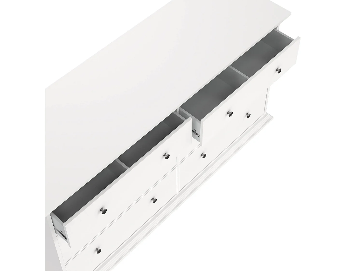 Credenza Hibaru, 6 Cassetti, 51.6x163.3x88.2h cm Bianco, Madia