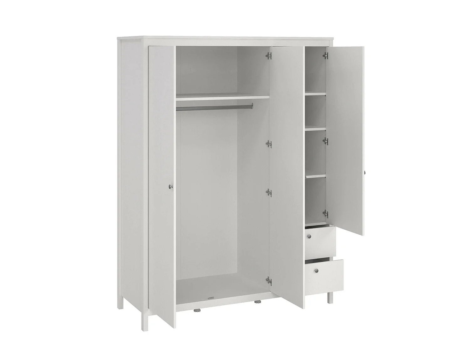 Garde-robe 3 portes Dselvagg, Meubles de chambre, Penderie de plain-pied, Placard à vêtements, 150x58 h199 cm, Blanc