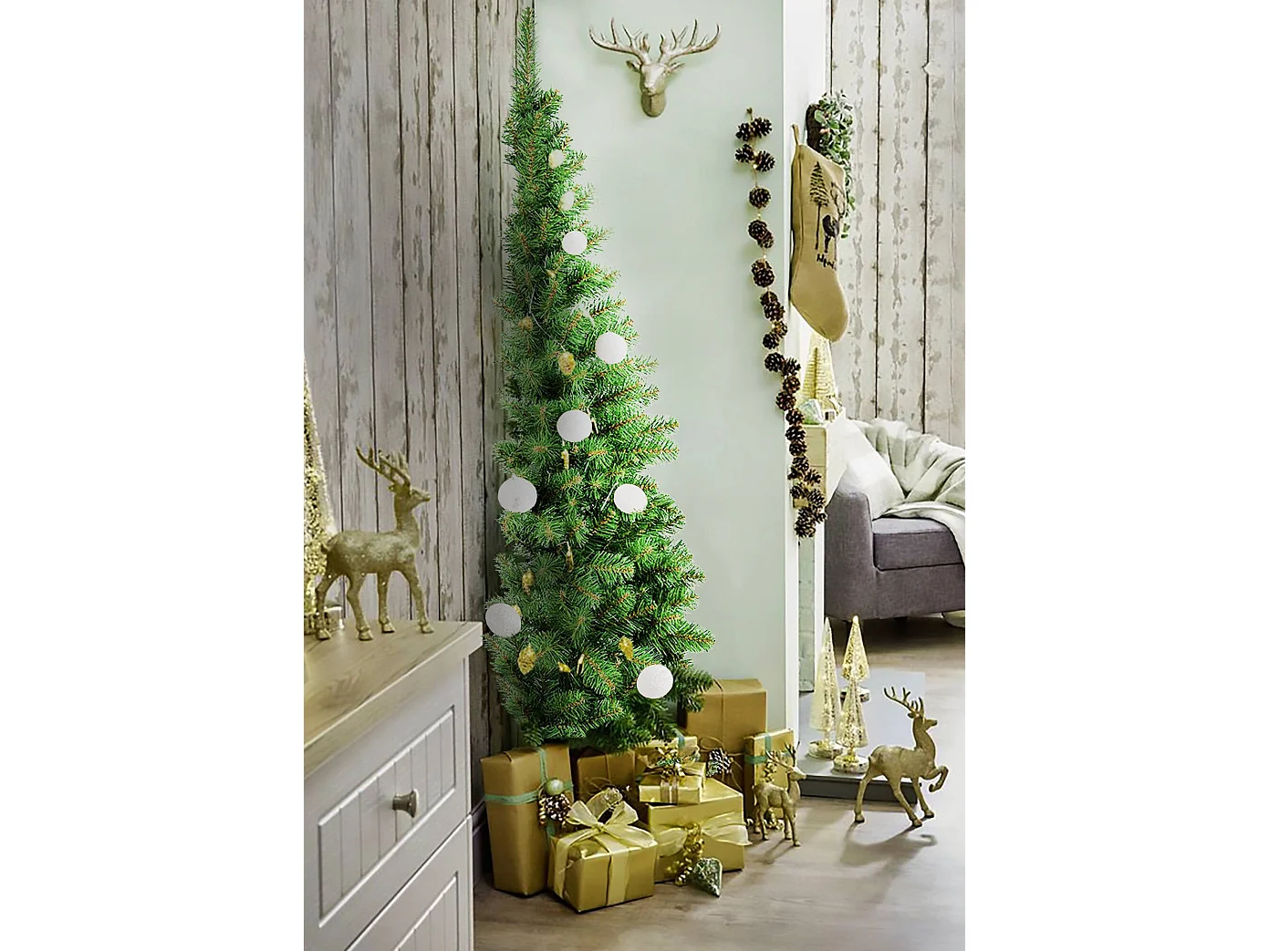 Weihnachtsbaum 180 cm Noel, Künstliche Kiefer, Realistischer Baum, Tannenbaum, 60x88 h180 cm, Grün