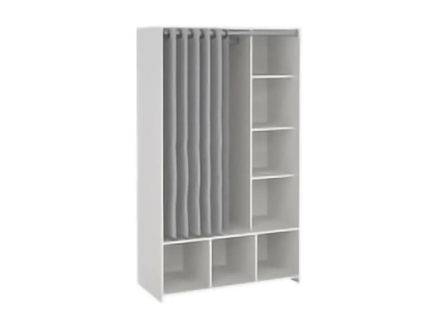 Grande Garde-robe Dseverin, Meubles de chambre, Penderie de plain-pied, Placard à vêtements, 105x48 h180 cm, Blanc et gris