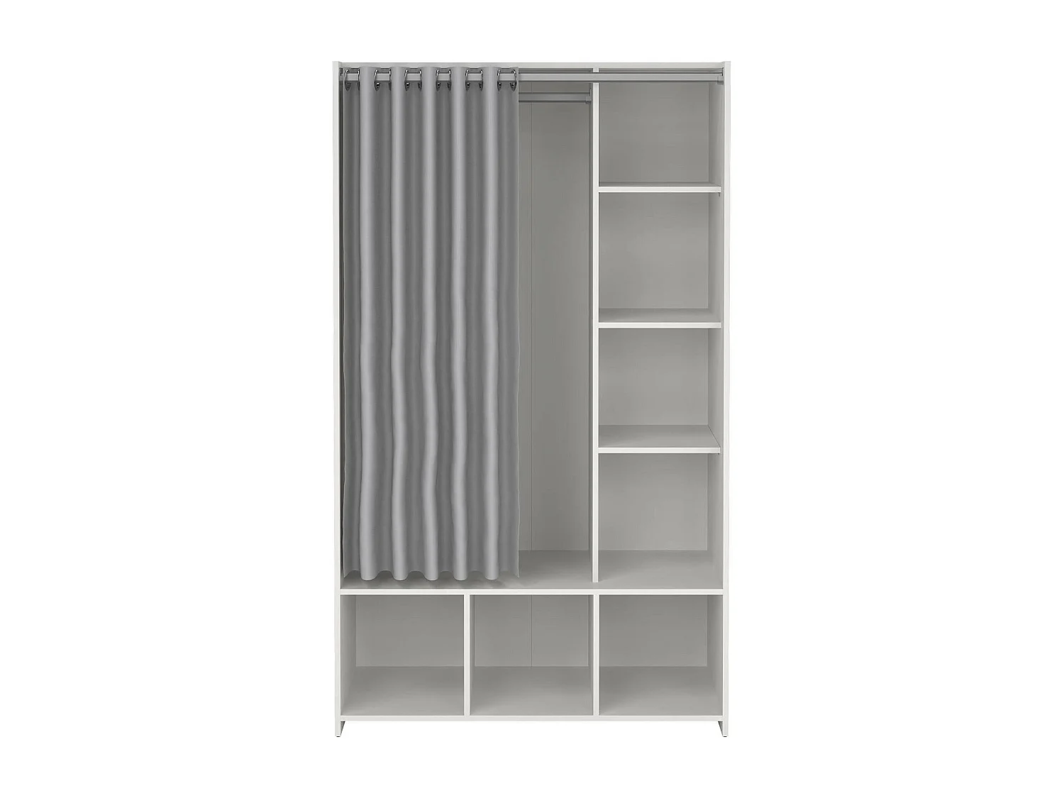 Grande Garde-robe Dseverin, Meubles de chambre, Penderie de plain-pied, Placard à vêtements, 105x48 h180 cm, Blanc et gris