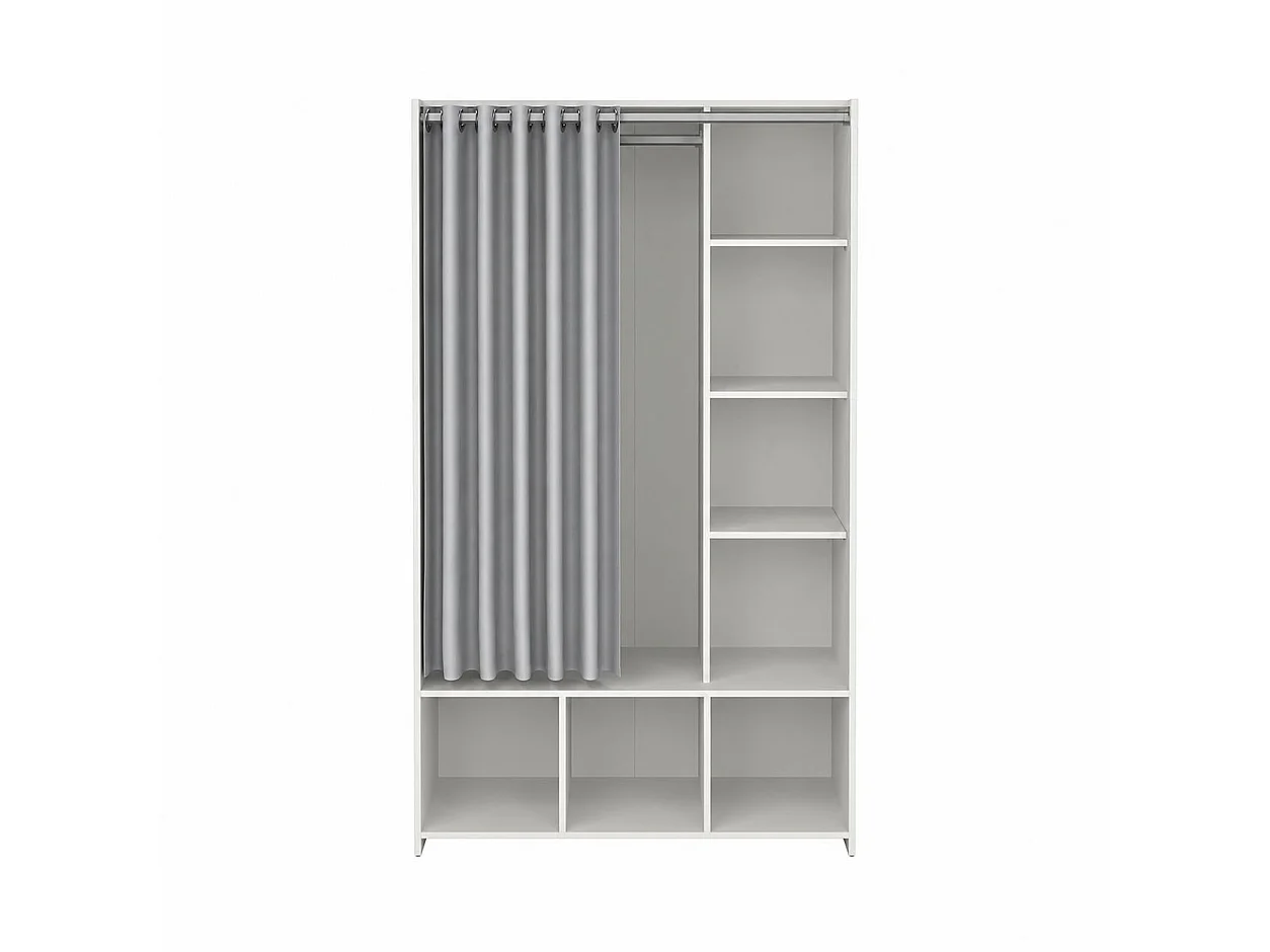GroÃŸer Kleiderschrank Dseverin, Schlafzimmermöbel, Schrank, Garderobe, 105x48 h180 cm, WeiÃŸ und Grau