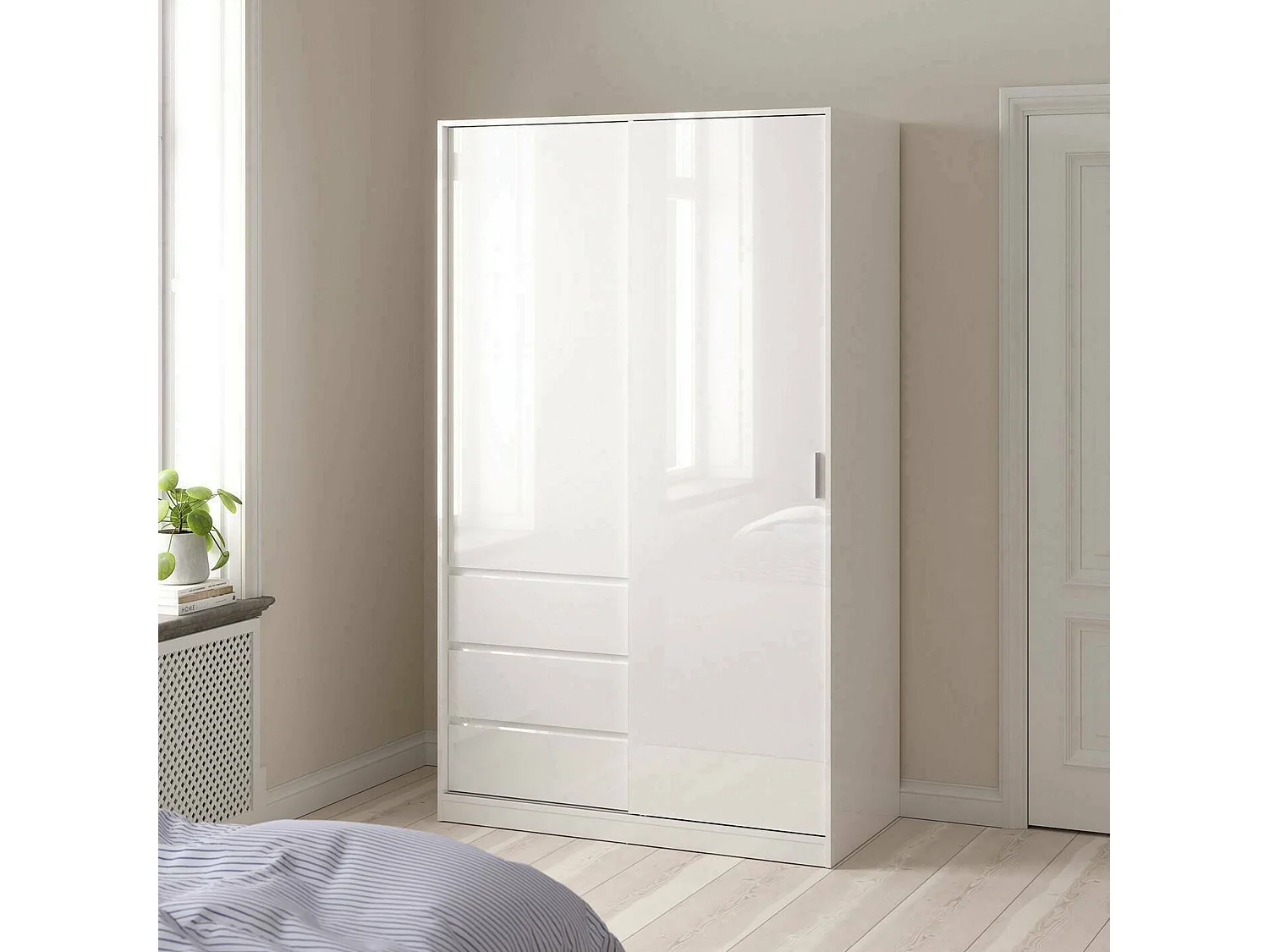 Garde-robe 2 portes Dscalvin, Meubles de chambre, Penderie de plain-pied, Placard à vêtements, 119x60 h200 cm, Blanc