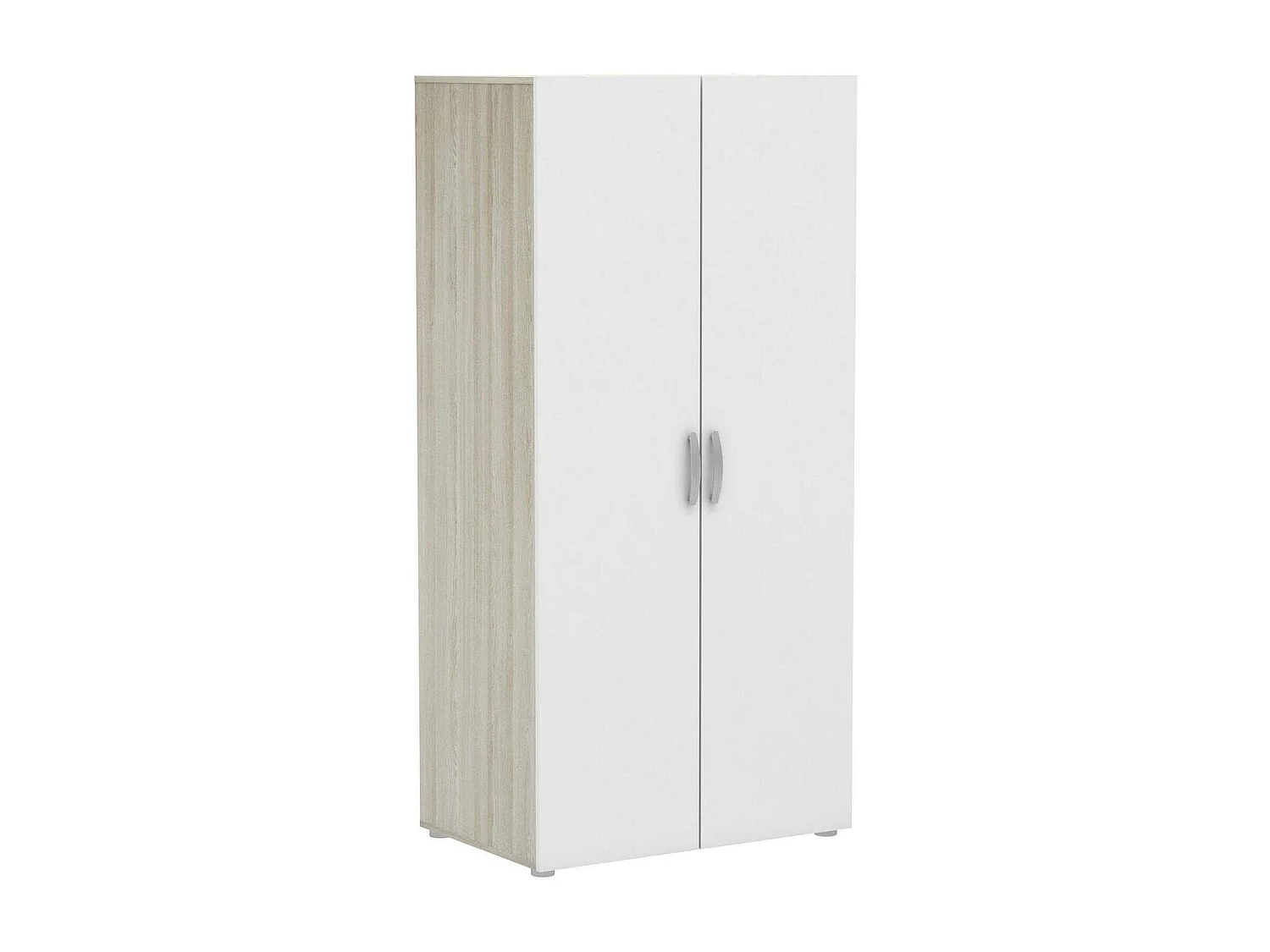 Armario 2 puertas Dfreita, Muebles de dormitorio, Vestidor, Armario de ropa, 79x52 h166 cm, Roble y Blanco mate