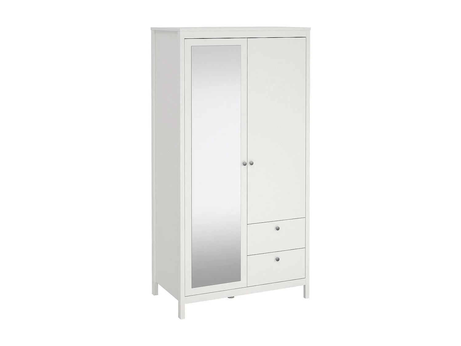 Garde-robe 2 portes Dscarlat, Meubles de chambre, Penderie de plain-pied, Placard à vêtements, 102x58 h199 cm, Blanc