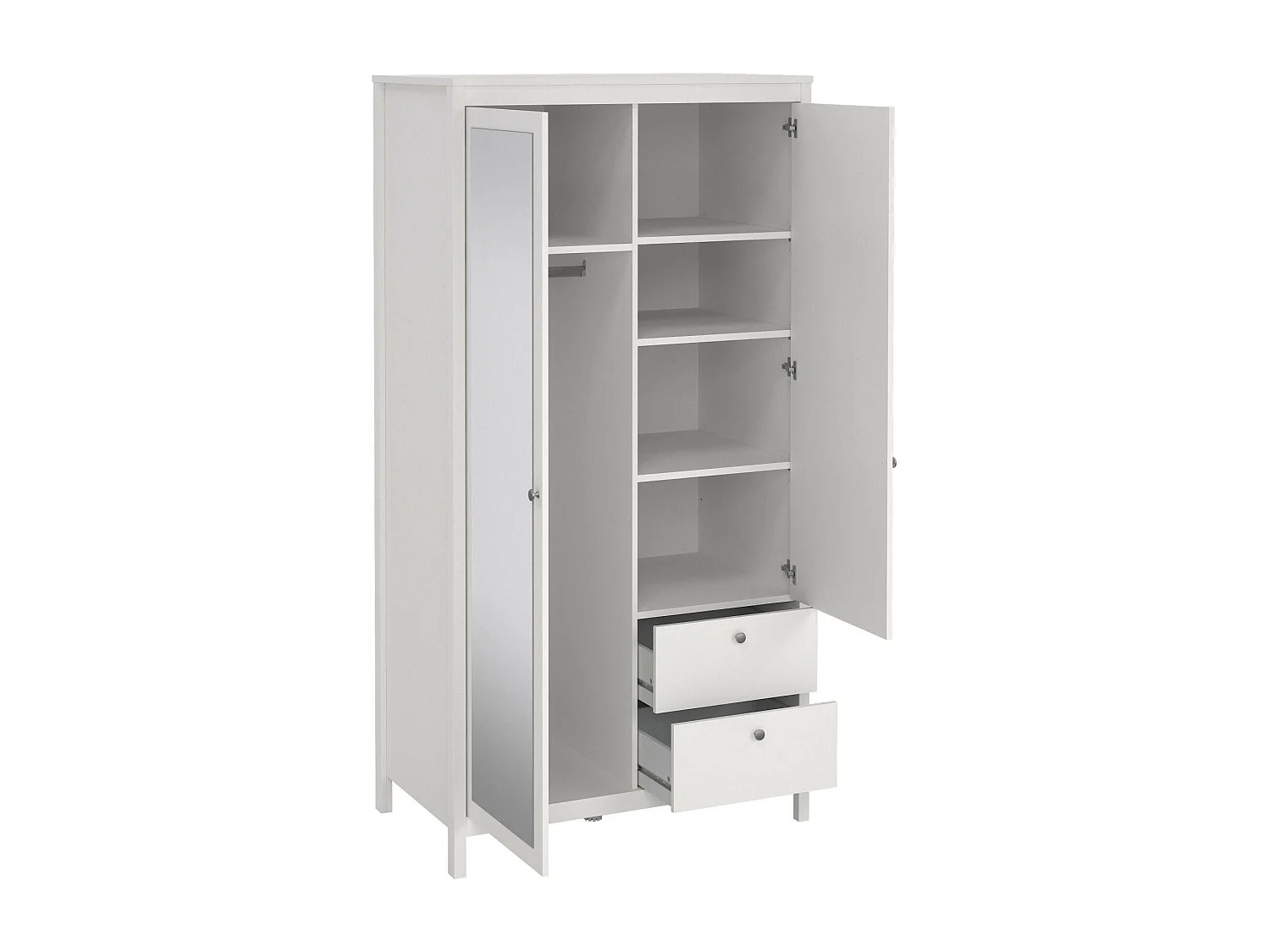 Garde-robe 2 portes Dscarlat, Meubles de chambre, Penderie de plain-pied, Placard à vêtements, 102x58 h199 cm, Blanc