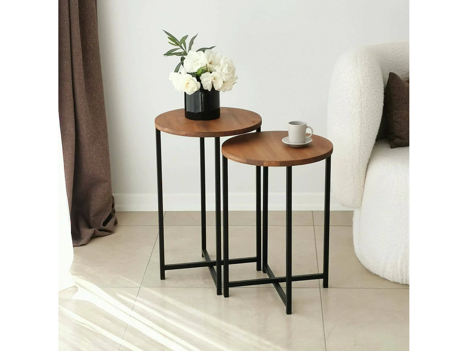 Table basse Furud, Table basse, Porte-revues pour canapé, Etagère de salon, 70x35h55 cm, Chêne