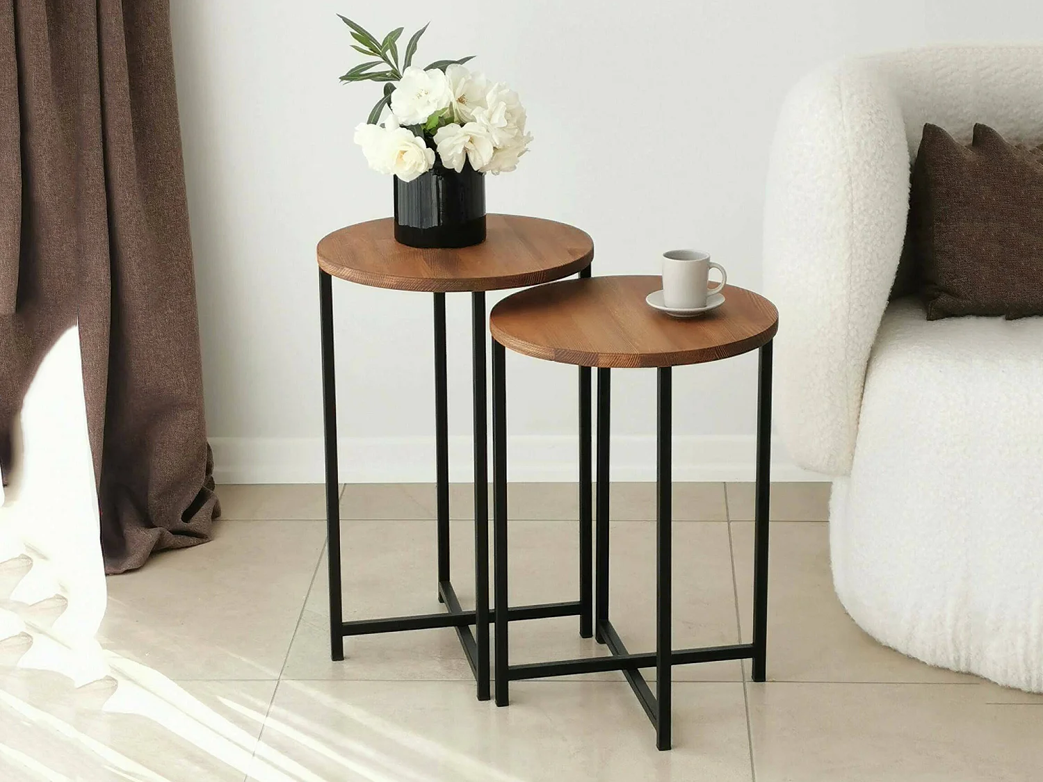 Mesa de café Dluperin, Mesa de centro baja, Revistero para sofá, Estante de la sala de estar, 70x35h55 cm, Roble