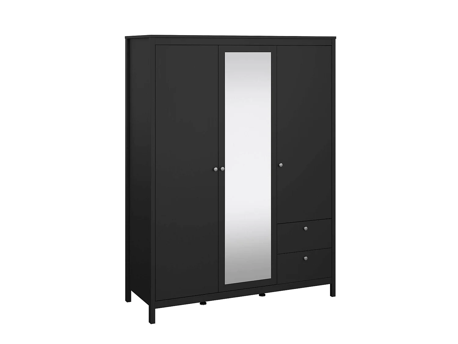 Garde-robe 3 portes Dselvagg, Meubles de chambre, Penderie de plain-pied, Placard à vêtements, 150x58 h199 cm, Noir