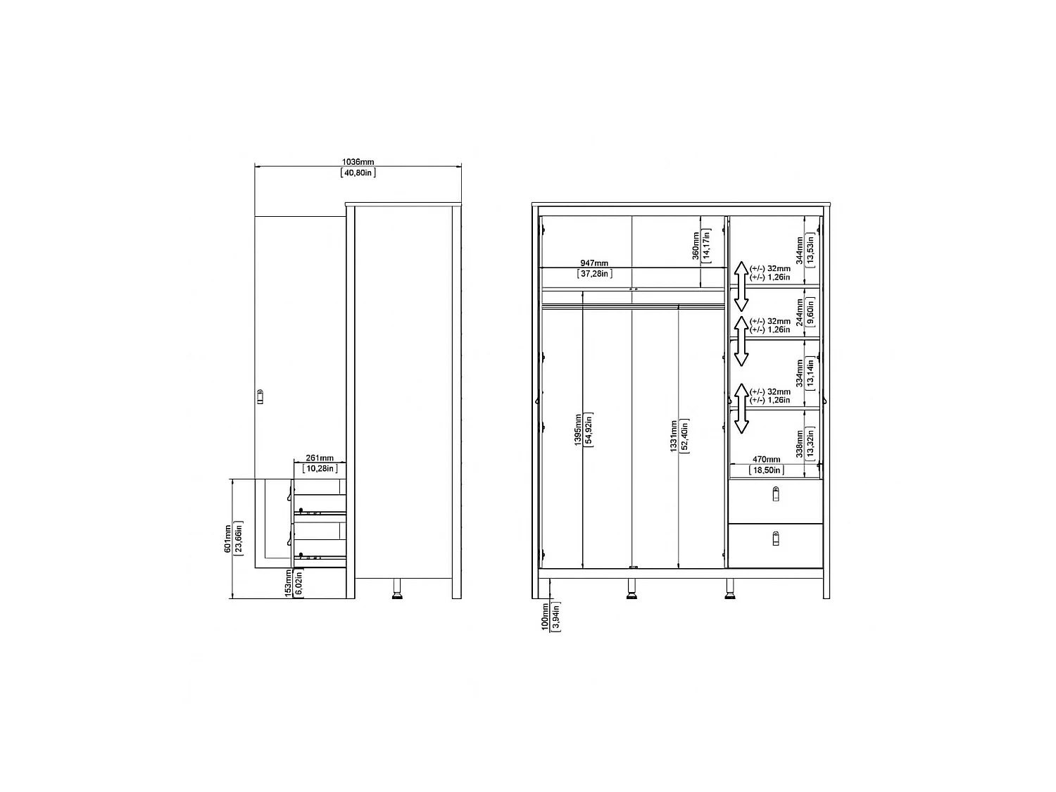 Garde-robe 3 portes Dselvagg, Meubles de chambre, Penderie de plain-pied, Placard à vêtements, 150x58 h199 cm, Noir