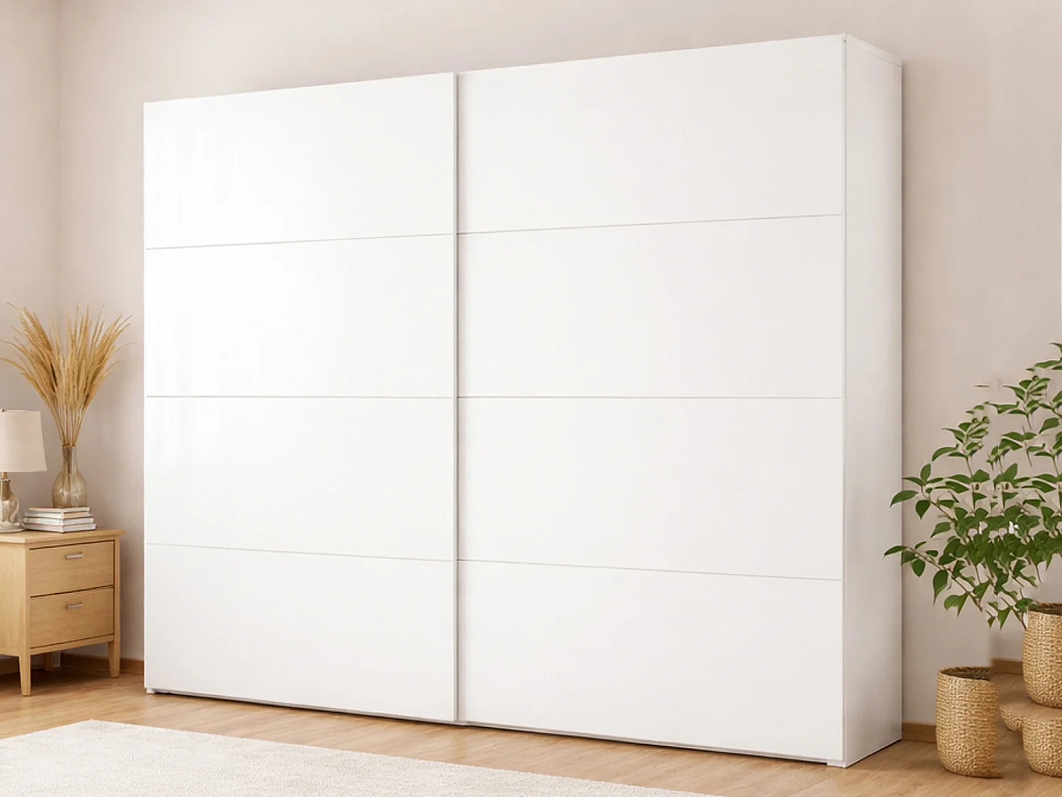 Garde-robe 2 portes Dspinos, Meubles de chambre, Penderie de plain-pied, Placard à vêtements, 243x61 h220 cm, Blanc